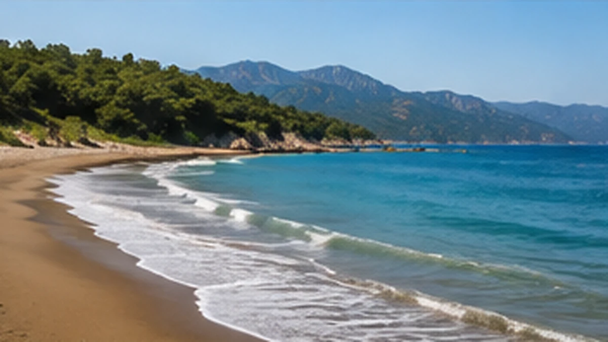 Natural shoreline and sea at Sarigerme beach