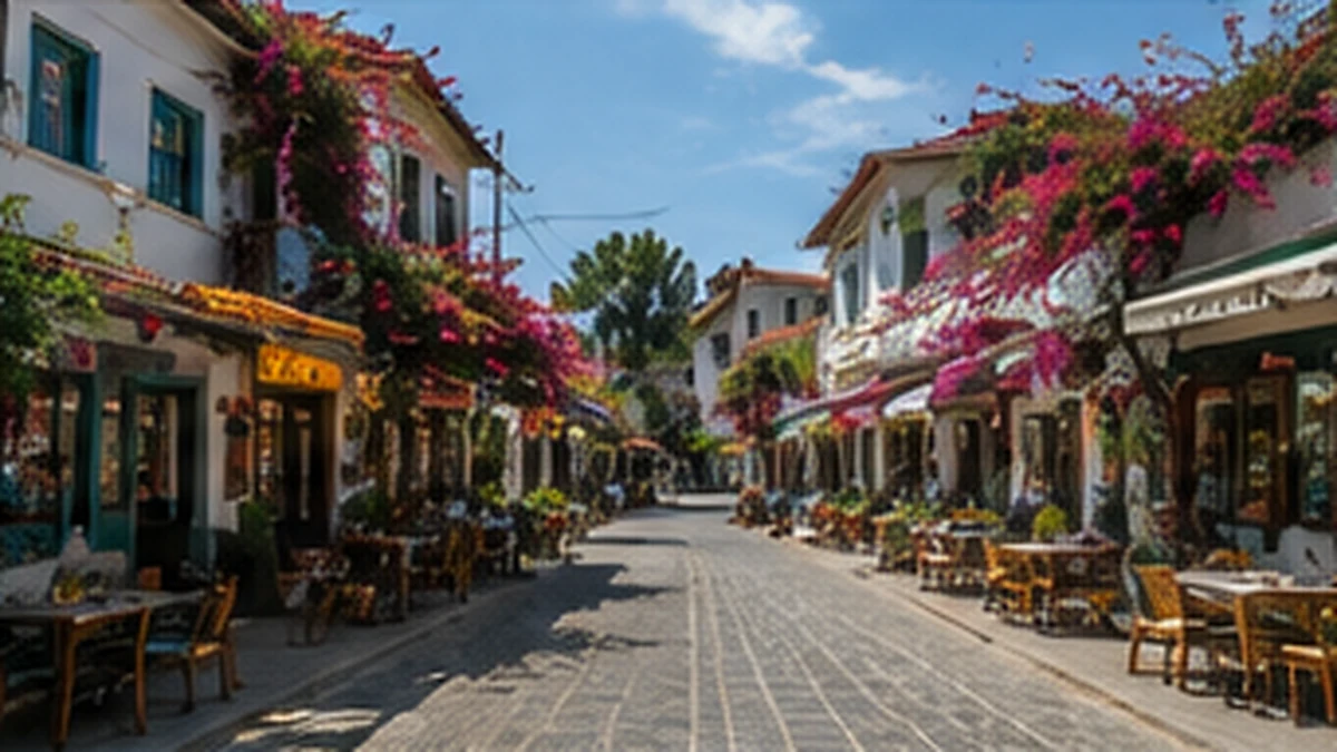 Daytime local-life atmosphere in Sarigerme village