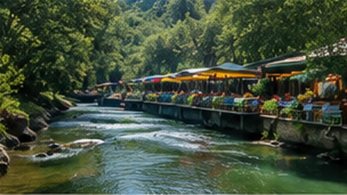 Green nature and river atmosphere around Yuvarlakcay