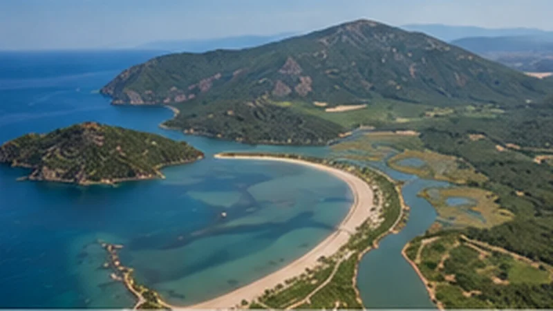 Aerial view of Iztuzu beach and the Dalyan delta