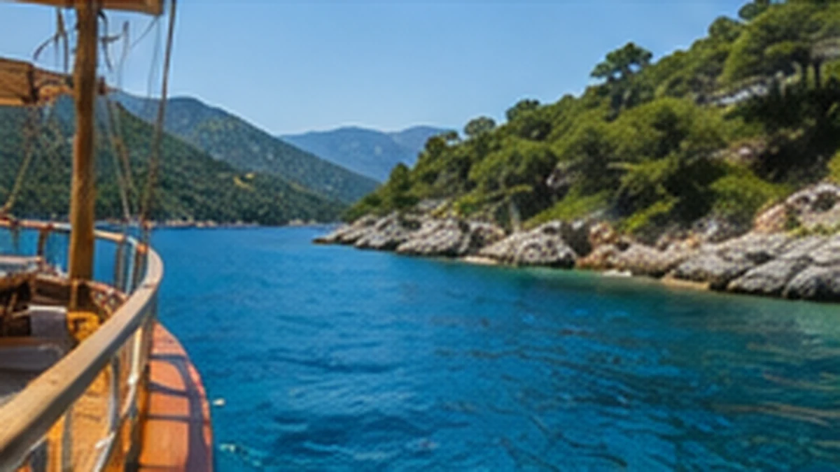 Boat-trip atmosphere in turquoise bays near Sarigerme