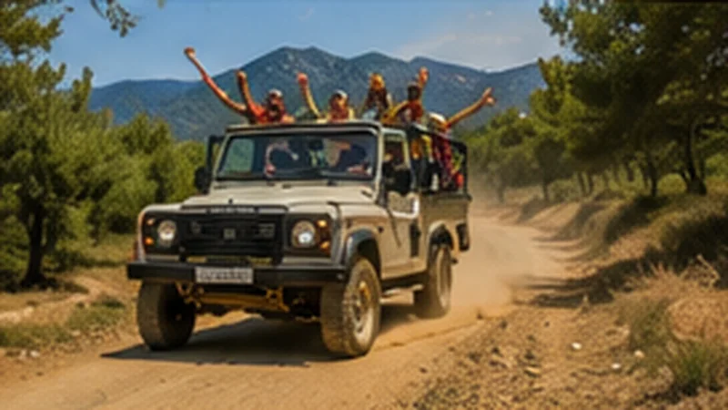 Jeep Safari atmosphere in pine countryside near Sarigerme